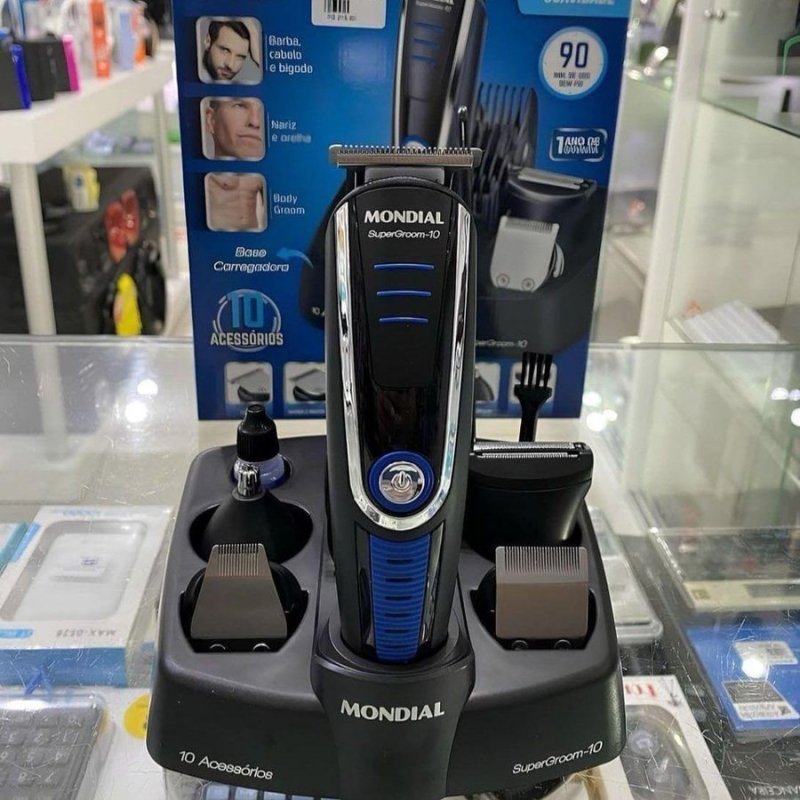 Aparador de Pelos Super Groom 10, Mondial, Preto/Azul