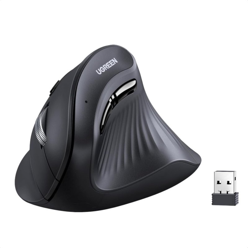 UGREEN Mouse Ergonômico Vertical Sem Fio - 5 Botões Clique Silencioso - 4000 DPI