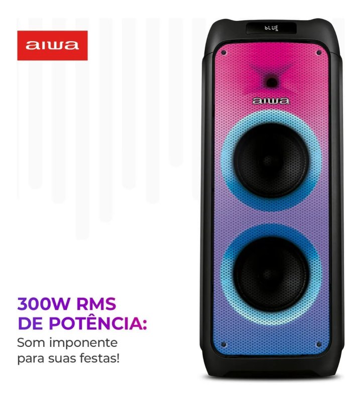 Caixa De Som Aiwa Partybox PB-06 - Bluetooth 20h RGB - USB TWS