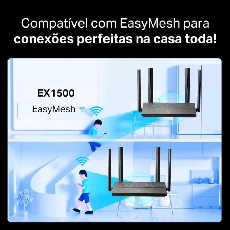 TP-Link EX3000 Wi-Fi 6 AX3000 - Banda Dupla 4 Portas Gigabit