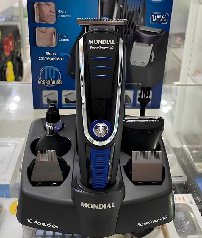 Aparador de Pelos Super Groom 10, Mondial, Preto/Azul, 6W, Bivolt - BG-03