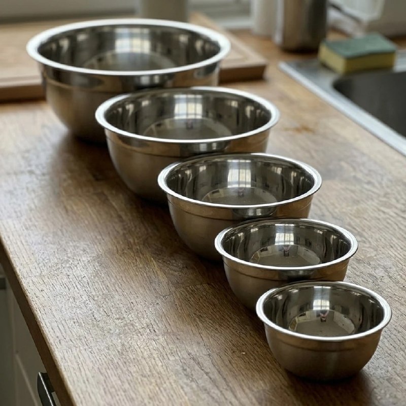Kit Com 5 Tigelas Bowls Em Aço Inox De Excelente Qualidade