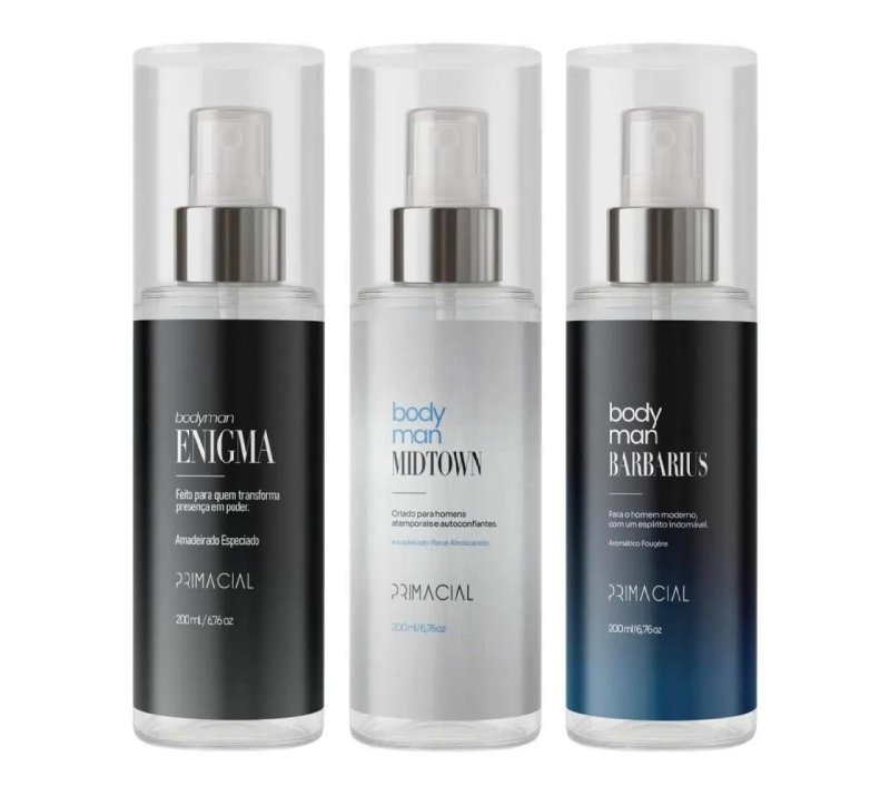 Kit Body Splash Masculino Barbarius + Enigma + Midtown 200ml