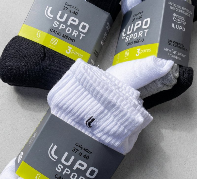 Kit 6 Pares Meias Lupo Cano Médio Esportivas Academia
