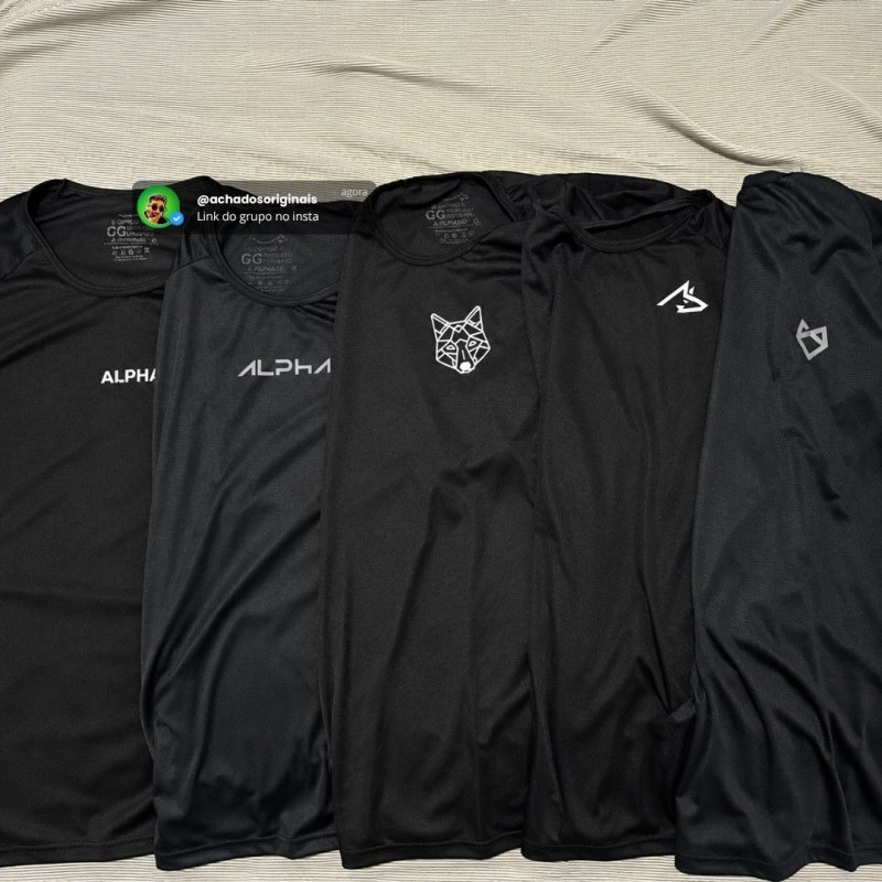Kit 5 Camisetas Dry All Black Alpha