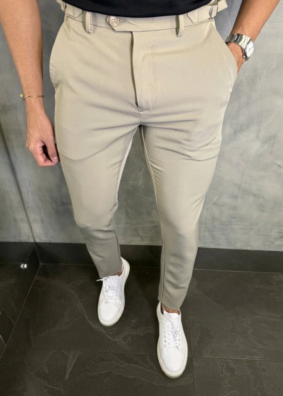Calça Social Alfaiataria Masculina Malha Elastano Stretch