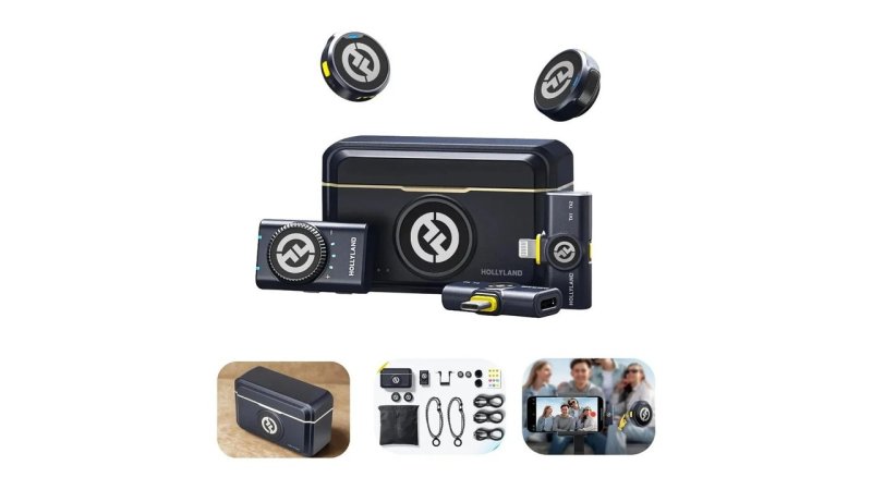 Microfone Lapela Duplo Hollyland Lark M2 Combo USB C Câmera