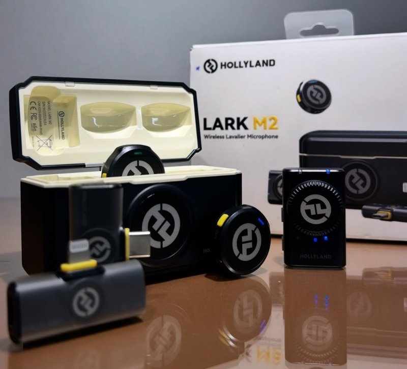Microfone Lapela Duplo Hollyland Lark M2 Combo Usb C Câmera Preto