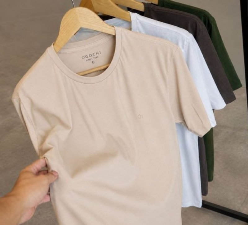 Camiseta Ogochi Básica Algodão Original Lisa Masculina