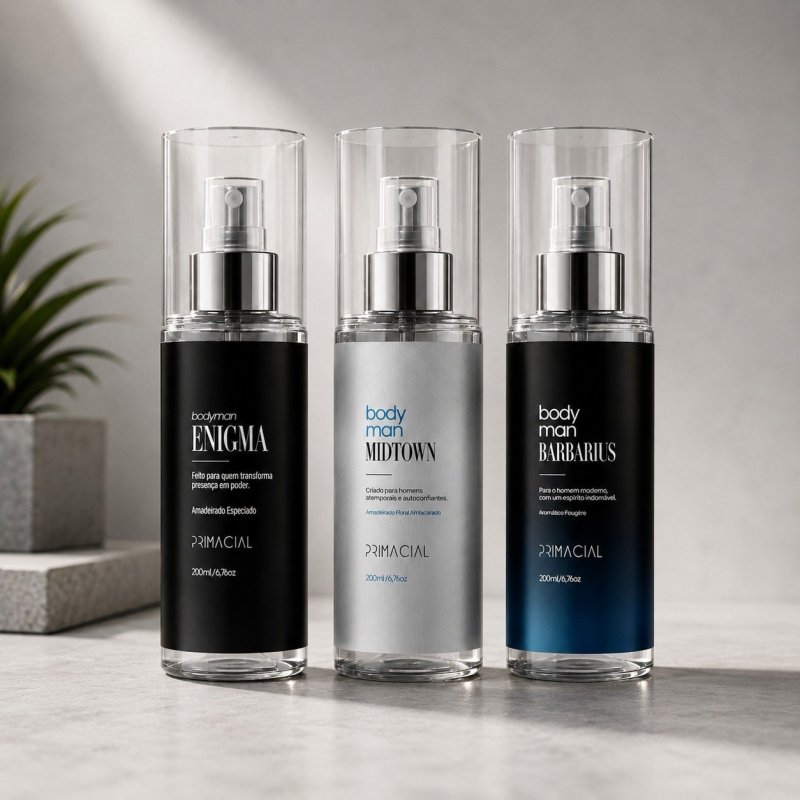 Kit Body Splash Masculino Barbarius + Enigma + Midtown 200ml