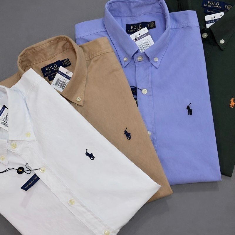 Camisa Oxford Manga Longa Polo Masculina Caqui + Frete Grátis