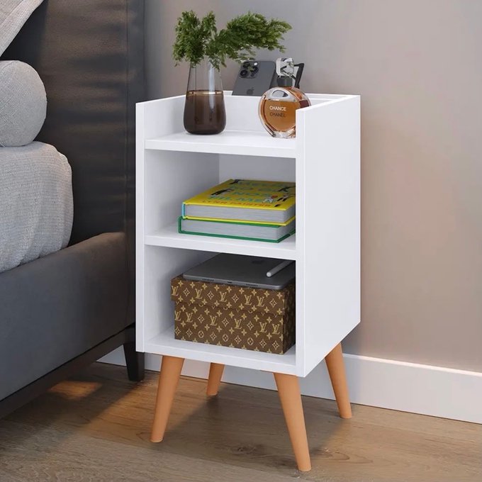 Mesa de Cabeceira Cama Box com Prateleira + Frete Grátis