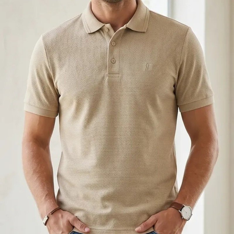 Polo Piquet Favo Premium Polo Wear Bege Médio M