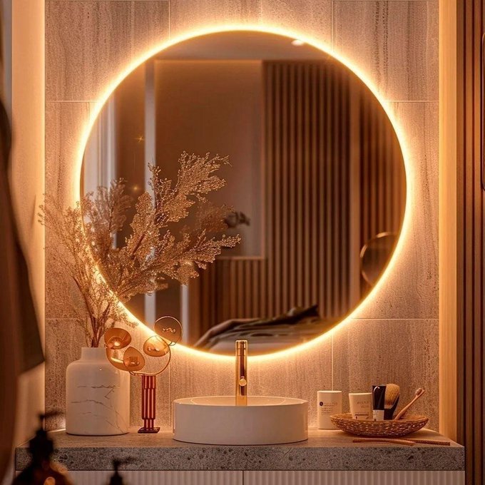 Espelho Redondo 50cm com Led