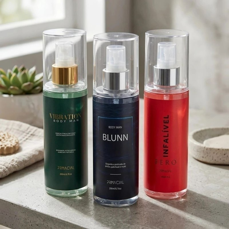 Kit Body Splash Masculino Vibration + Blunn + Infalível Fero