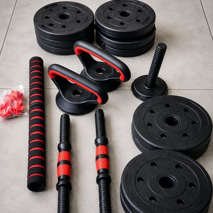Kit Halteres Barra e Anilhas Musculação Kettlebell 15kg + Frete Grátis