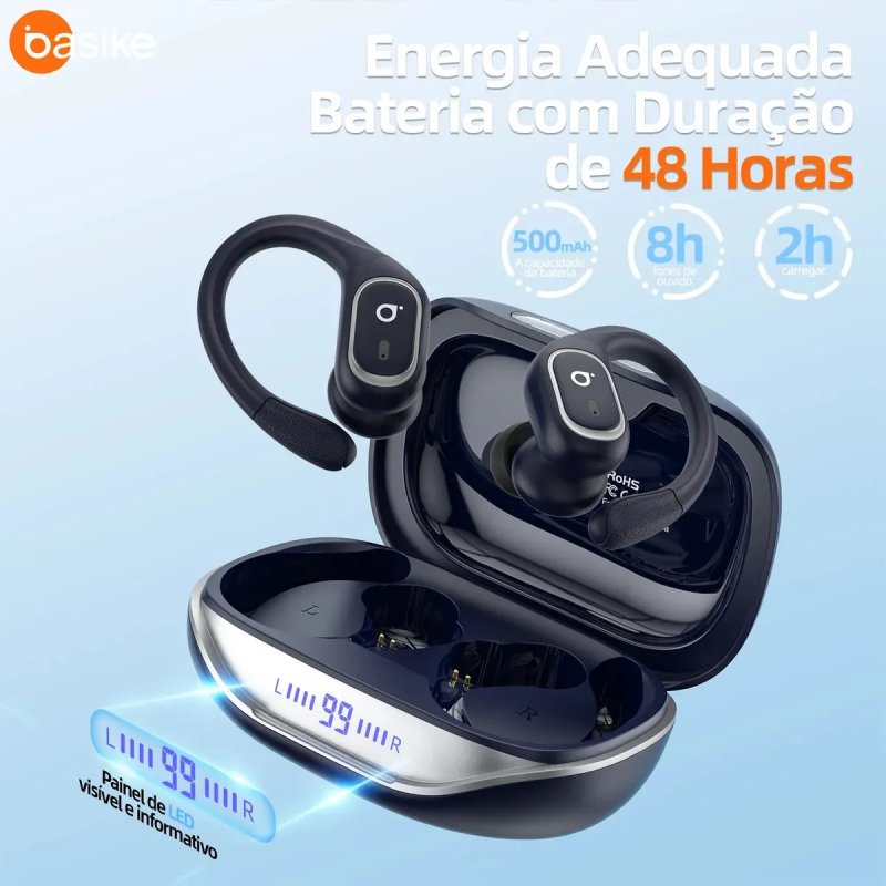 Basike Fone de Ouvido Bluetooth 6.0 Esportivo
