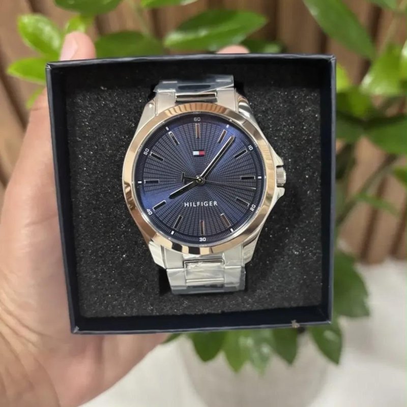 Relógio Tommy Hilfiger Masculino Aço Prateado 1710673 Prateado Azul