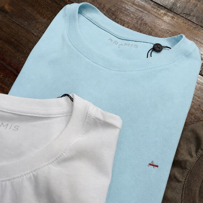 Camiseta Aramis Masculina Basic Lisa Azul Pastel