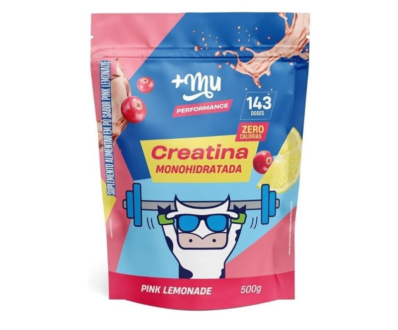 Creatina, Mais Mu, Sabor Pink Lemonade, 100% Pura – 500g