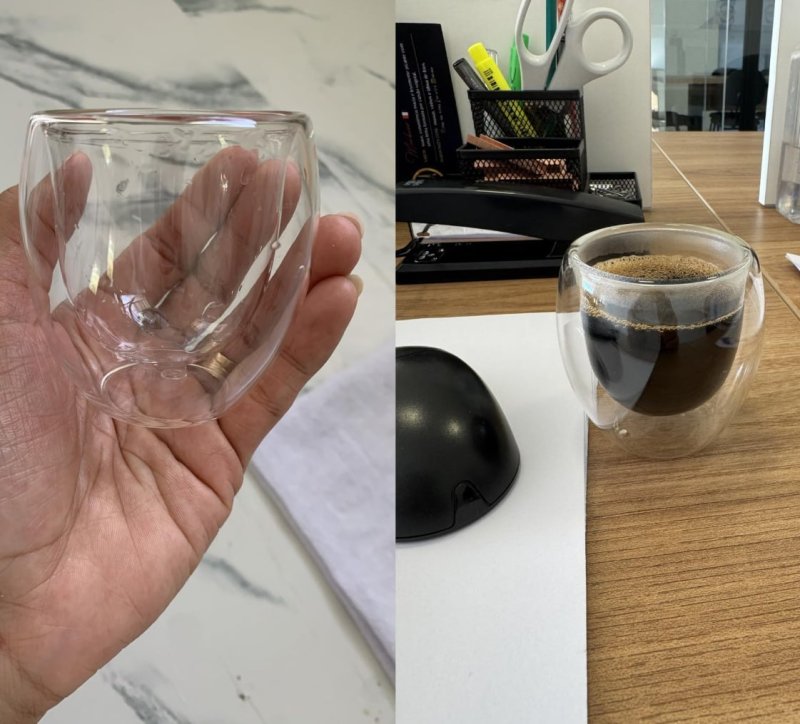 Kit 6 Xícaras de Vidro Dupla Camada 90ml para Café Expresso Cappuccino Chá Vidro Borossilicato Térmico Transparente Premium