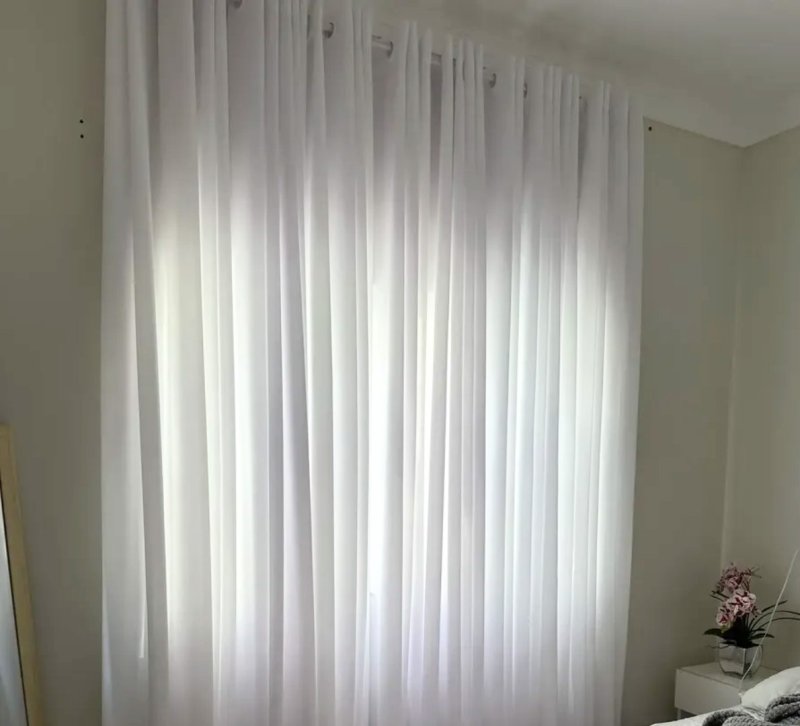 Cortina Sala/quarto 300x280 Tecido Oxford Para Varão Cor Branco