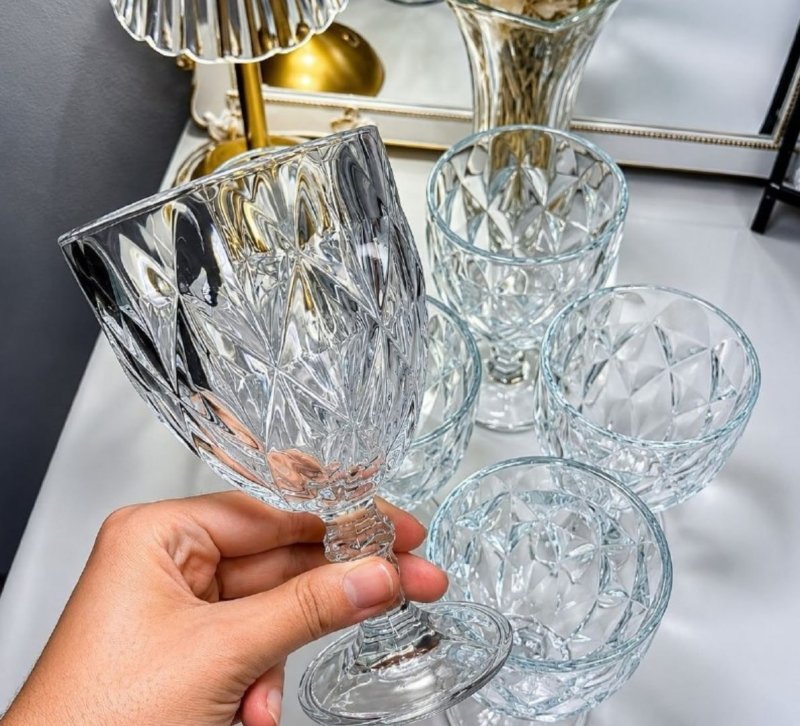 Conjunto de Taças de Vidro 340ml Diamond Line - 6 Peças Transparente