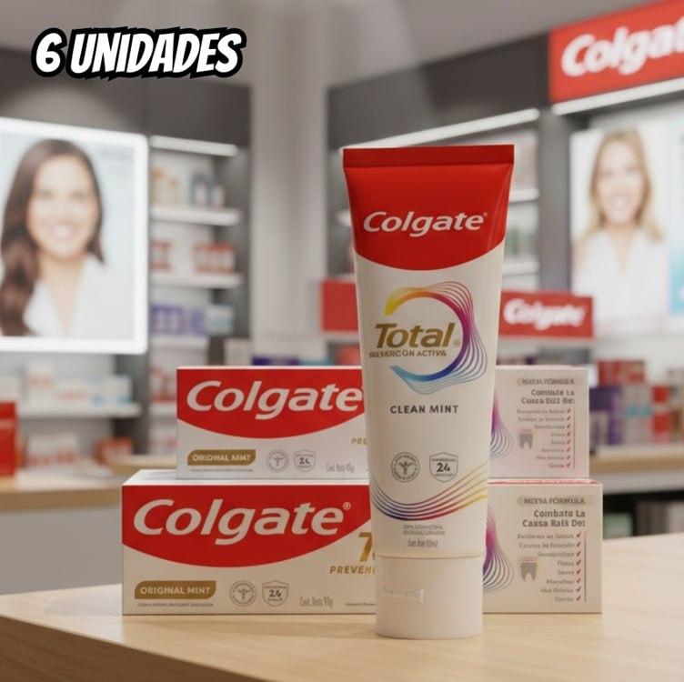 6 Un. Colgate Creme Dental Total Original Mint 90G