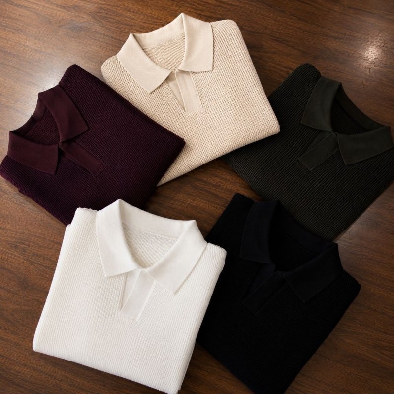 Camisa Camiseta Polo Masculina Texturizada Sem Botão