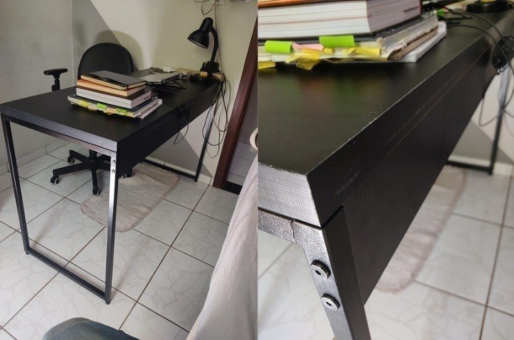 Mesa Office 1,20m Dynamica Cor Preto Ônix / Est.Preta
