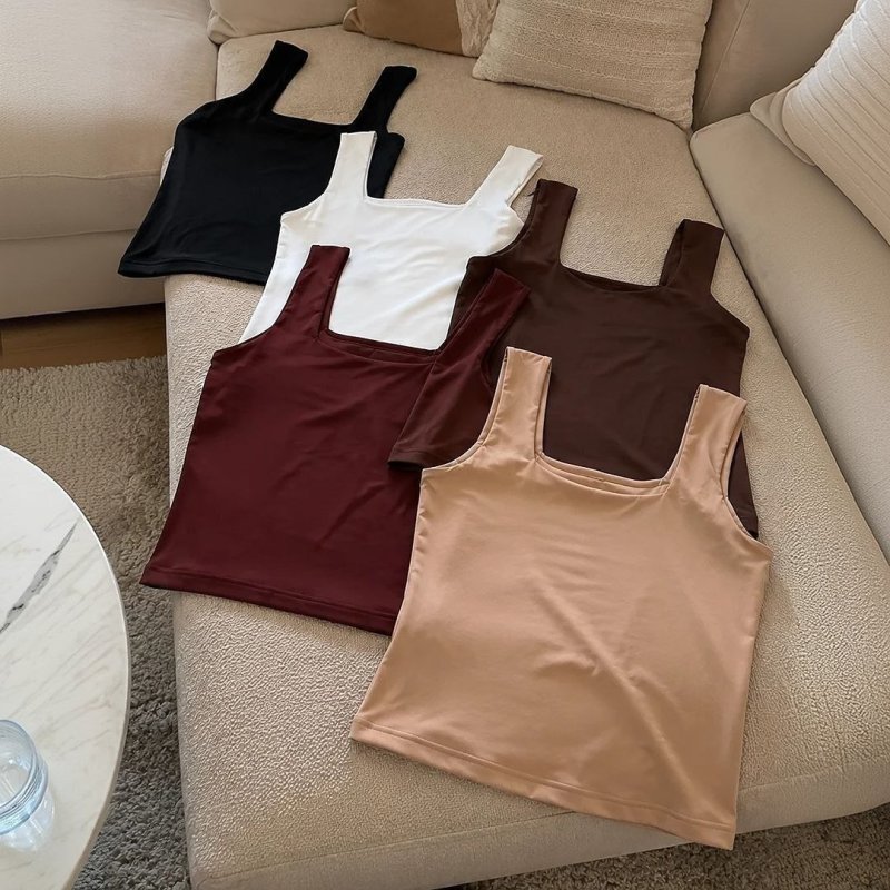 Blusa Regata Feminino Decote Quadrado Alça Grossa