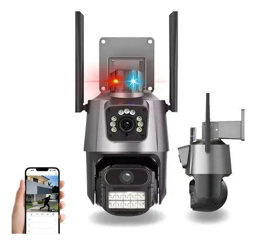 Câmera Externa IP WiFi Visão Dupla 4K à Prova D'Água com Sirene