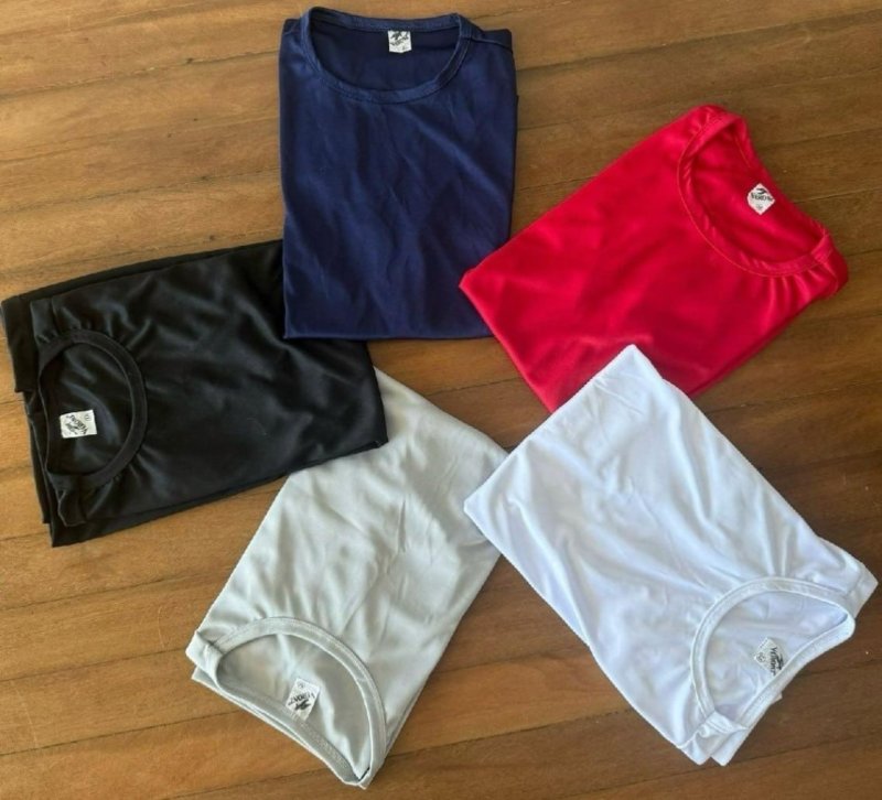 Kit 5 Camisetas Básicas Masculina Dry Fit Lisa Tradicional Variado GG