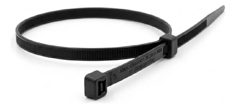 Abraçadeira De Nylon 200x4,8mm Preta Pacote 100 Unidades