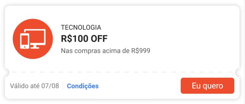 R$100 OFF em R$999 Tecnologia