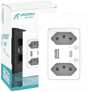 Tomada Dupla Inteligente Smart Wifi Bivolt C/ Usb C Alexa Cor Branco