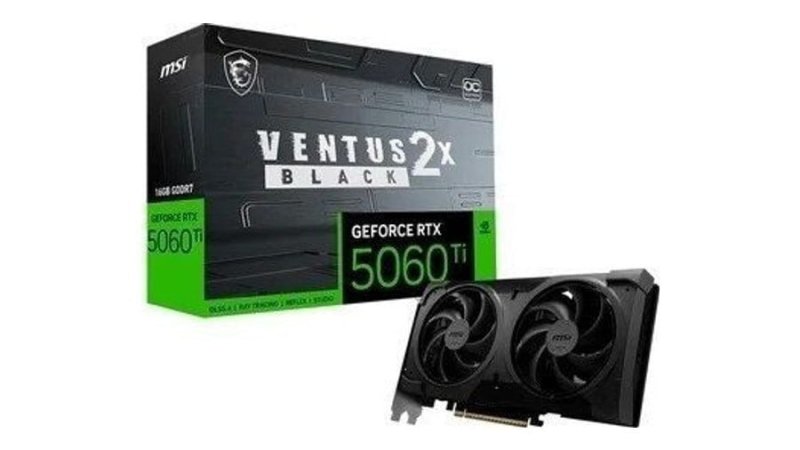 RTX 5060 TI 16GB Placa de Vídeo NVIDIA GeForce MSI RTX5060TI Ventus OC Black Plus 2x 16GB