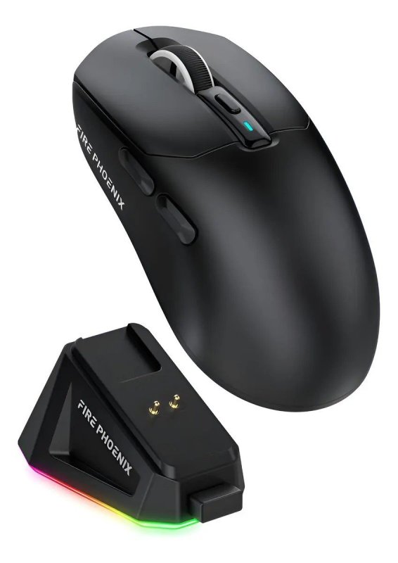 Mouse Sem Fio Com Dock Fire Phoenix 24000dpi Paw3311 Bk-r3x Cor Preto