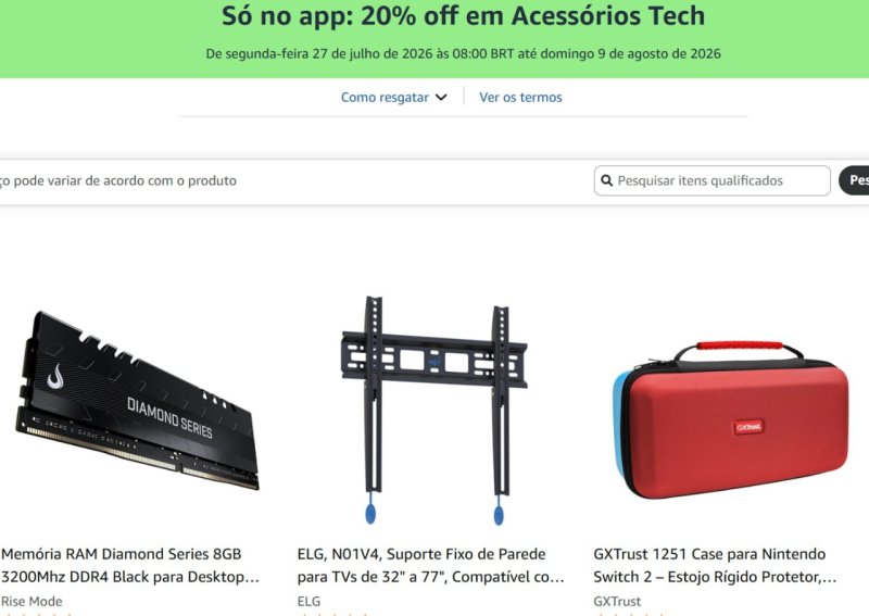 20% off em Acessórios Tech