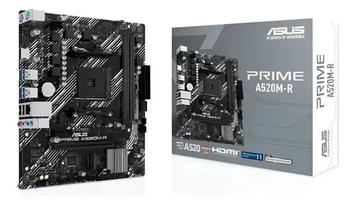 Placa Mãe Asus Prime A520m-r Am4 Ddr4 M.2 Chipset A520 Hdmi Preto
