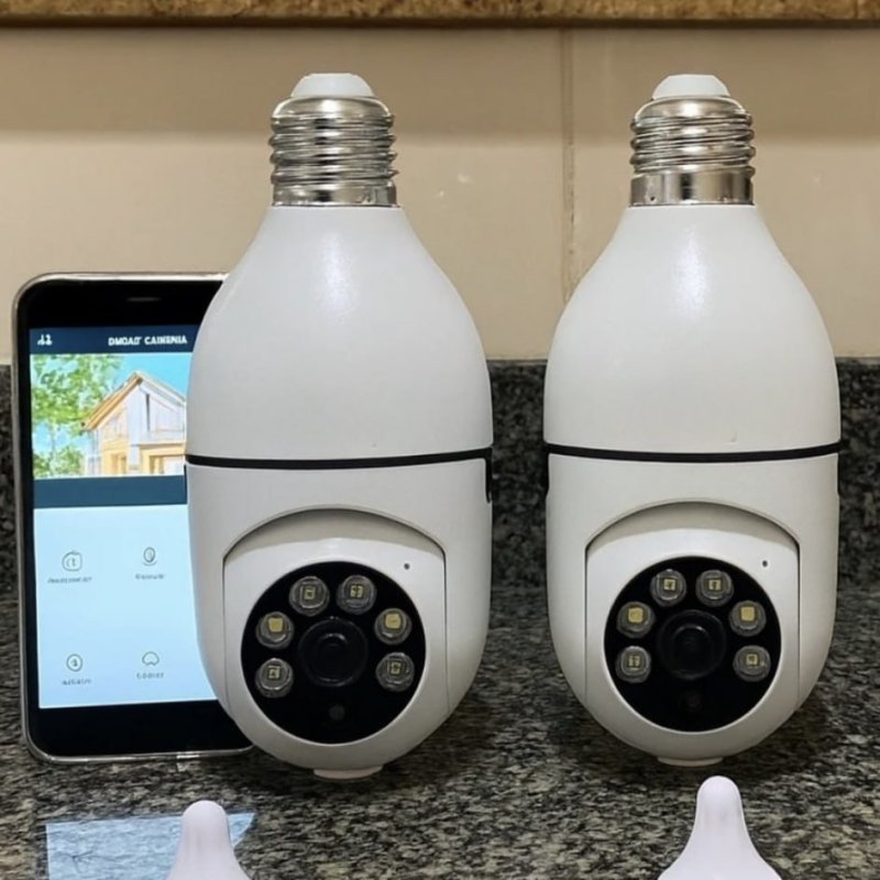 Kit 2 Câmeras de Segurança 360º Jortan WiFi IP HD Visão Noturna Lâmpada