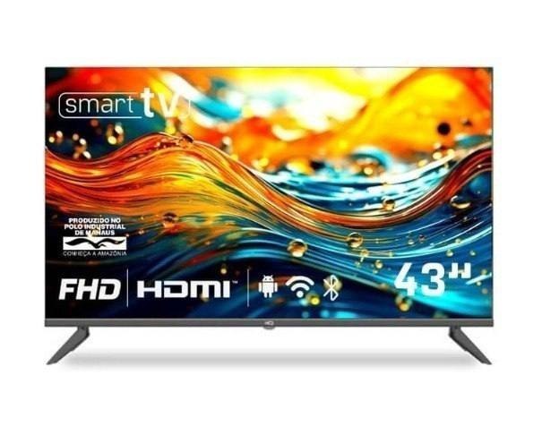 Smart Tv Hq 43" Full HD tela sem bordas Android 12 design Slim HQS43NKHM