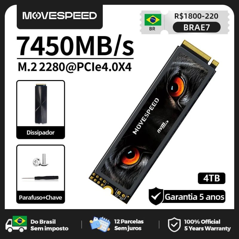 SSD NVMe Movespeed 4TB Gen4 7450 MB/s