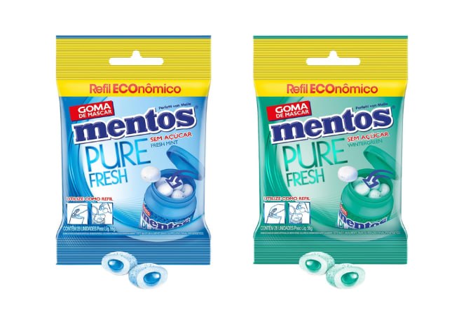 Refil 28 un. Gomas de Mascar Mentos Pure Fresh Mint Sem Açúcar 56g
