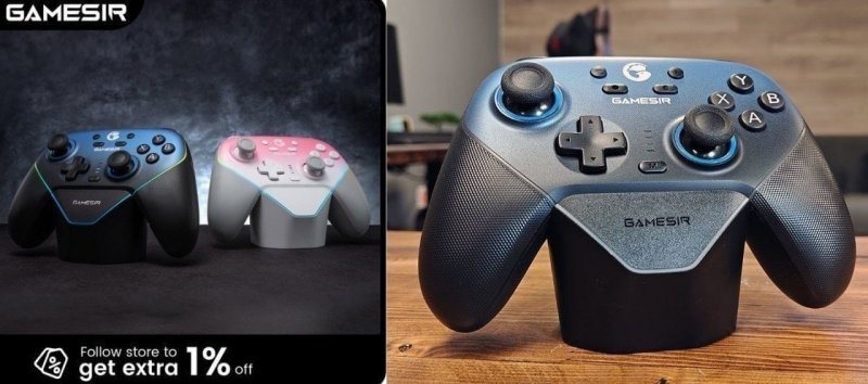 Controle Gamesir Super Nova Controle Com Dock sem fio Hall Effect, 1000mAh, Gatilho com ajuste, Girosópio, Faceplate removível