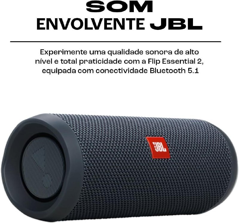JBL Caixa de Som Flip Essential 2 Bluetooth À Prova D'água 20W RMS - Preto