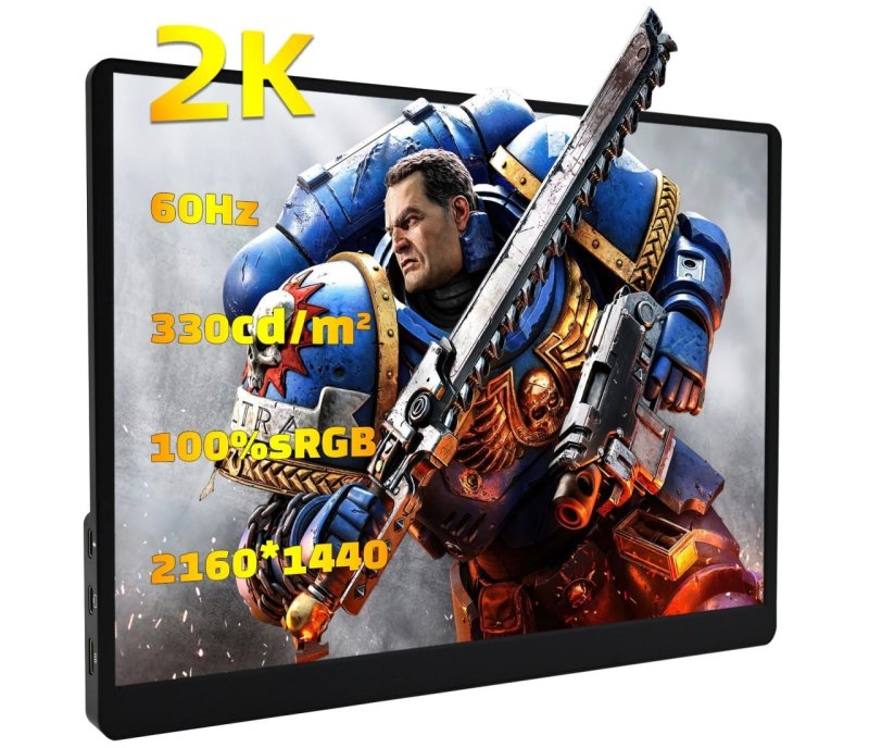 Monitor Portátil Zsus 2K de 14 Polegadas (2160×1440) 60Hz Para Laptop, XBox, PS4/5, Switch, Caixa de TV, Celular e PC