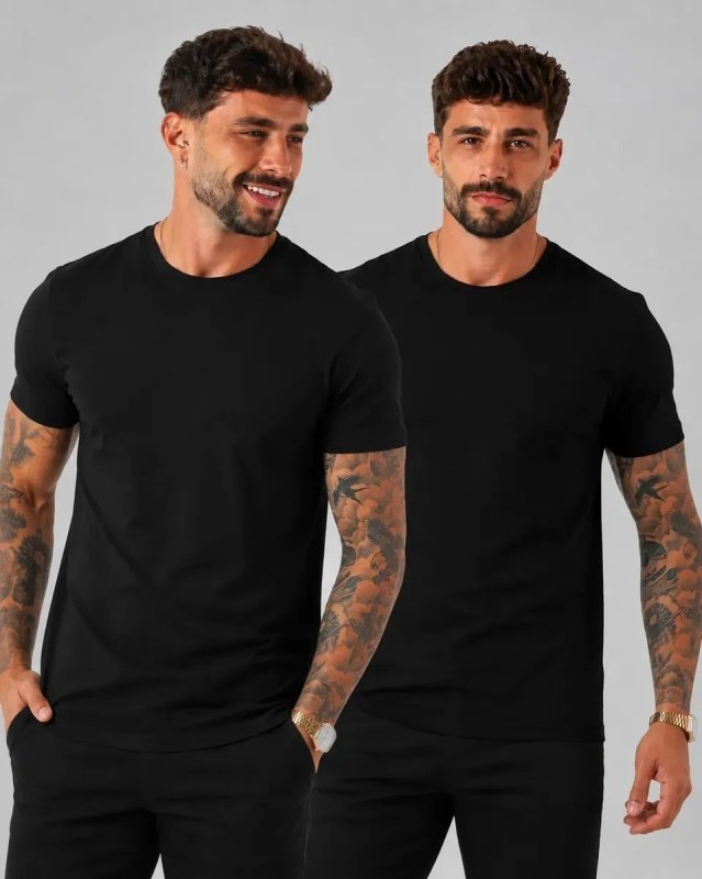 Kit 2 Camiseta Masculina Malha Peruana Premium