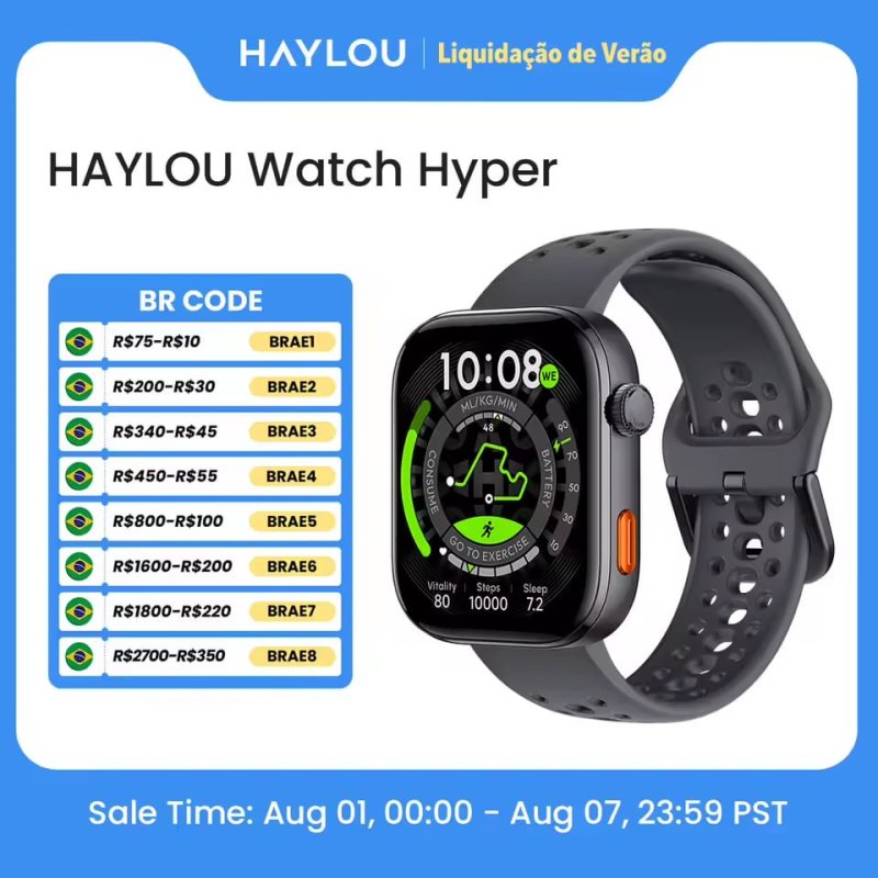 Haylou Watch Hyper Smartwatch AMOLED 1.97" GPS Dual Band Mapas Offline 5ATM Resposta a Mensagens