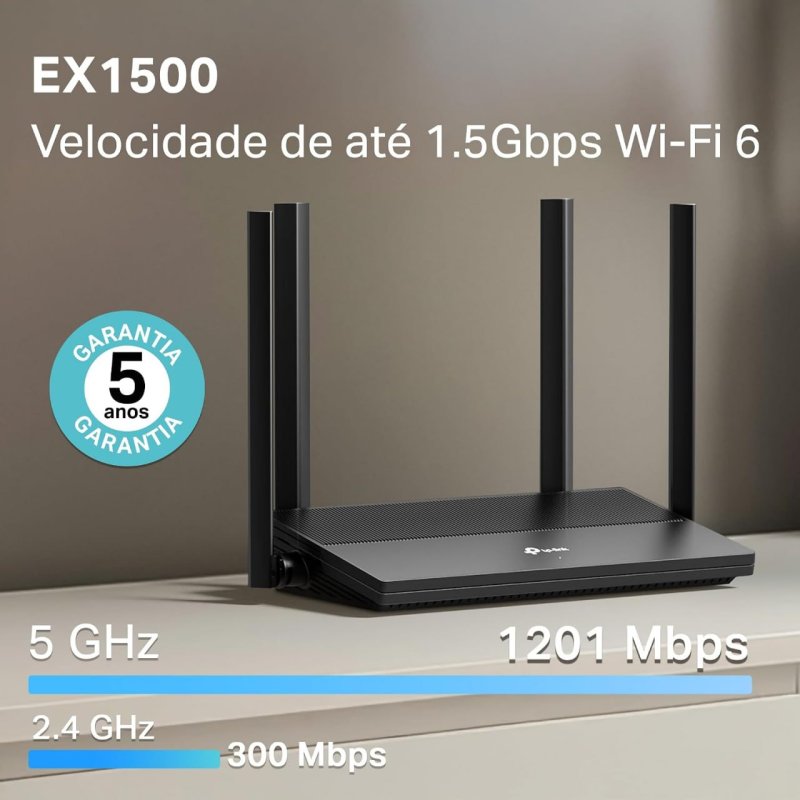TP-Link EX1500 Wi-Fi 6 AX1500 - Banda Dupla 4 Portas Gigabit